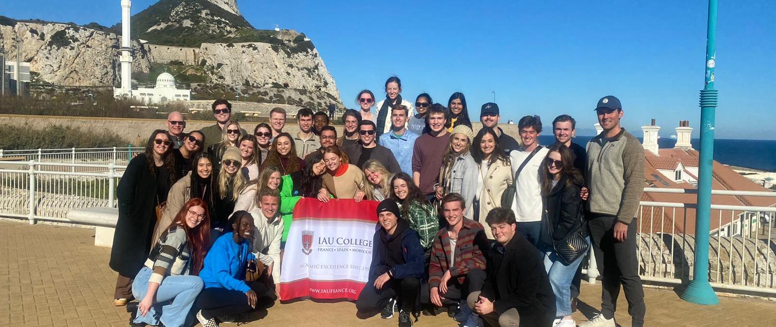 J-Term 2022 students posing in Gibraltar